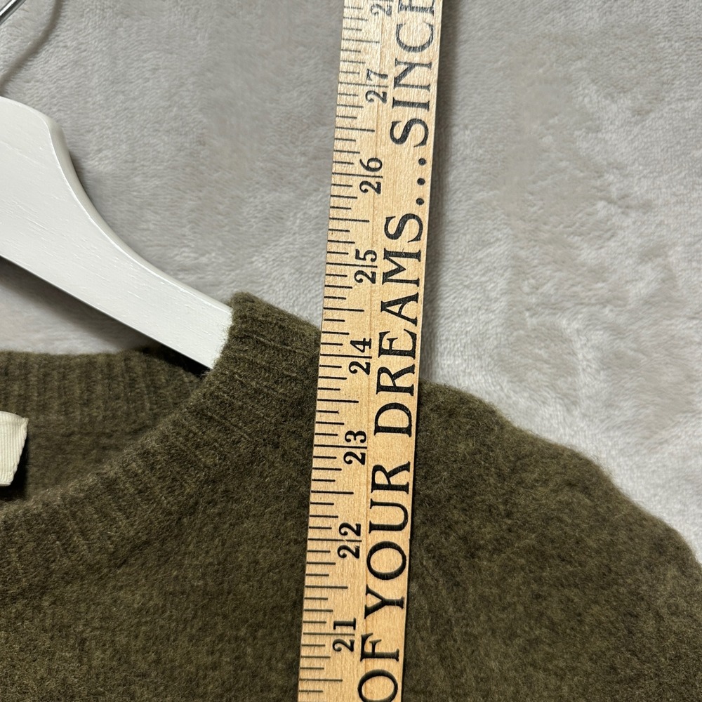 J.Crew Mens Medium 100%Boiled Wool Crewneck Sweater Olive Green Raglan Sleeve - Picture 5 of 5